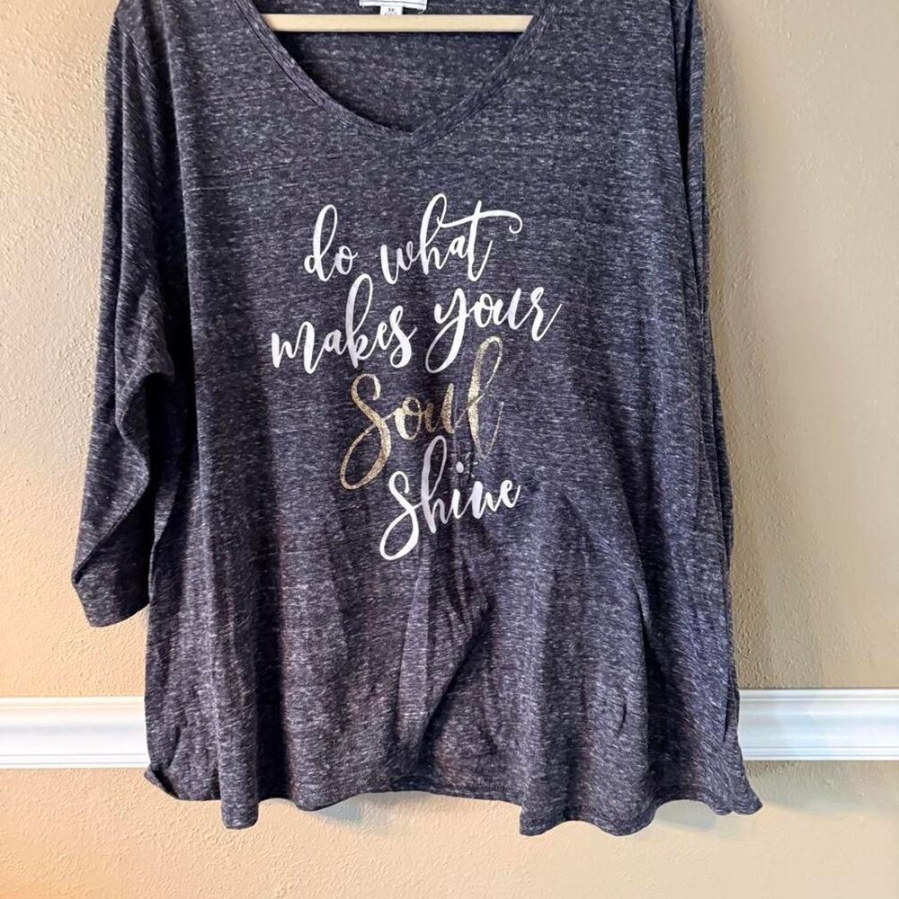 Women's Grey and Navy T-shirt, Size 3X